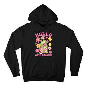 Hello Fourth 4th Grade Back To School Groovy Frog Funny Tall Hoodie