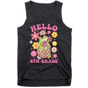 Hello Fourth 4th Grade Back To School Groovy Frog Funny Tank Top