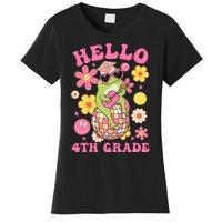 Hello Fourth 4th Grade Back To School Groovy Frog Funny Women's T-Shirt