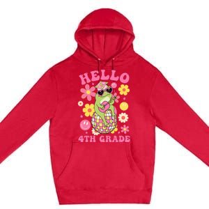 Hello Fourth 4th Grade Back To School Groovy Frog Funny Premium Pullover Hoodie