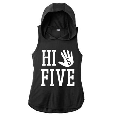 Hi Five 5 Years Old 5th Birthday Ladies PosiCharge Tri-Blend Wicking Draft Hoodie Tank