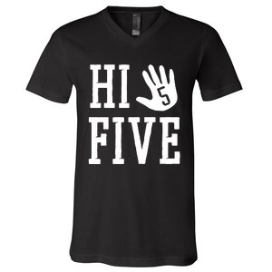 Hi Five 5 Years Old 5th Birthday V-Neck T-Shirt