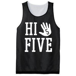 Hi Five 5 Years Old 5th Birthday Mesh Reversible Basketball Jersey Tank