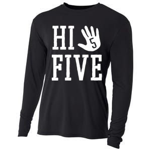 Hi Five 5 Years Old 5th Birthday Cooling Performance Long Sleeve Crew