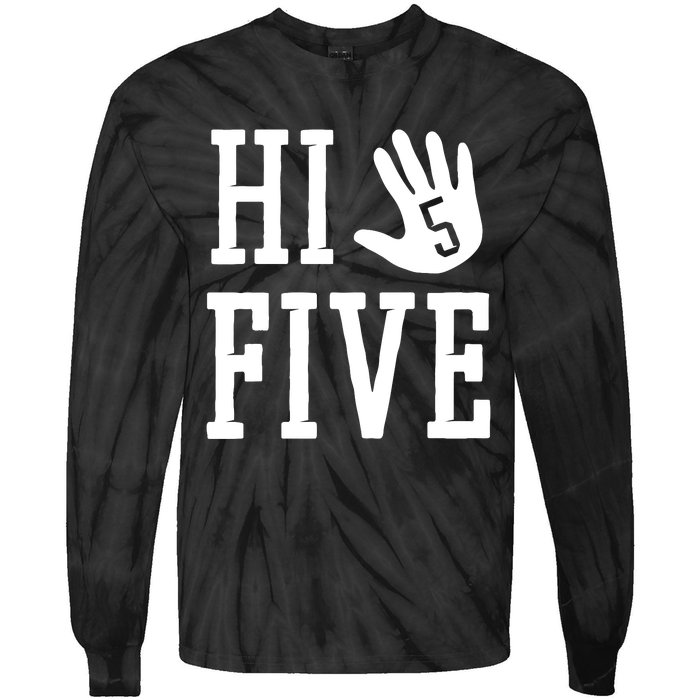 Hi Five 5 Years Old 5th Birthday Tie-Dye Long Sleeve Shirt