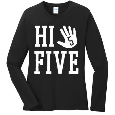 Hi Five 5 Years Old 5th Birthday Ladies Long Sleeve Shirt