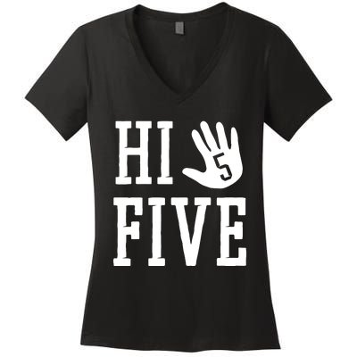 Hi Five 5 Years Old 5th Birthday Women's V-Neck T-Shirt