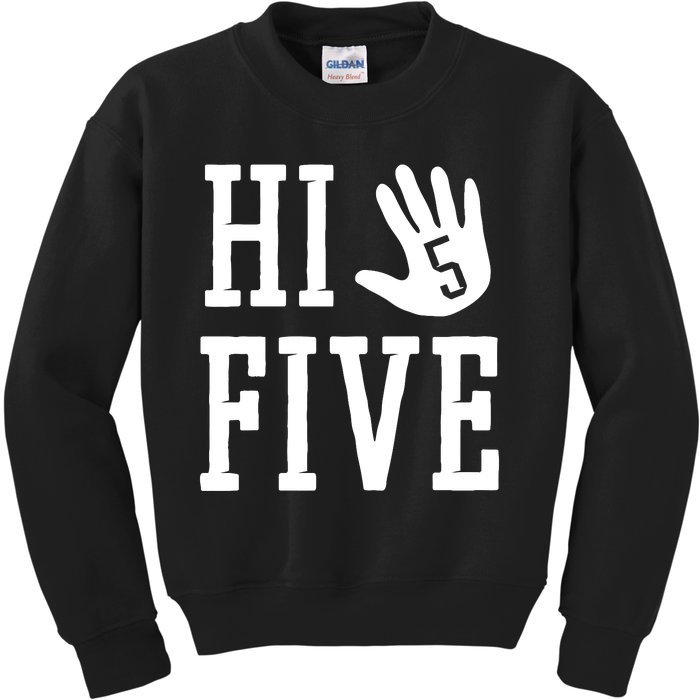 Hi Five 5 Years Old 5th Birthday Kids Sweatshirt