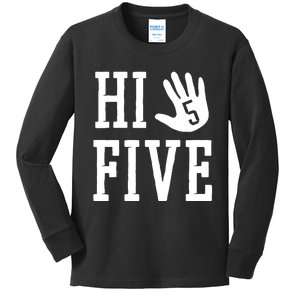 Hi Five 5 Years Old 5th Birthday Kids Long Sleeve Shirt