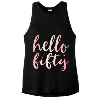 Hello Fifty 50th Birthday Squad 50 Year Old  WoM.e.n.s Ladies PosiCharge Tri-Blend Wicking Tank