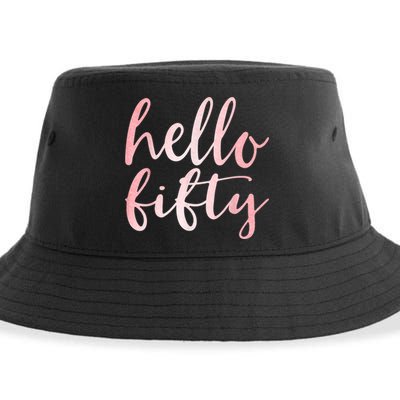 Hello Fifty 50th Birthday Squad 50 Year Old  WoM.e.n.s Sustainable Bucket Hat