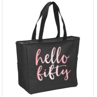 Hello Fifty 50th Birthday Squad 50 Year Old  WoM.e.n.s Zip Tote Bag