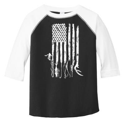 Hunting Fishing American Flag Patriotic Great Gift Toddler Fine Jersey T-Shirt