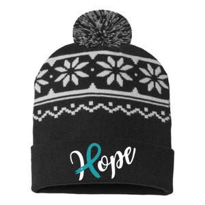 Hope For A Cure Ovarian Cancer Recovery Heal Cancer Awareness Month USA-Made Snowflake Beanie