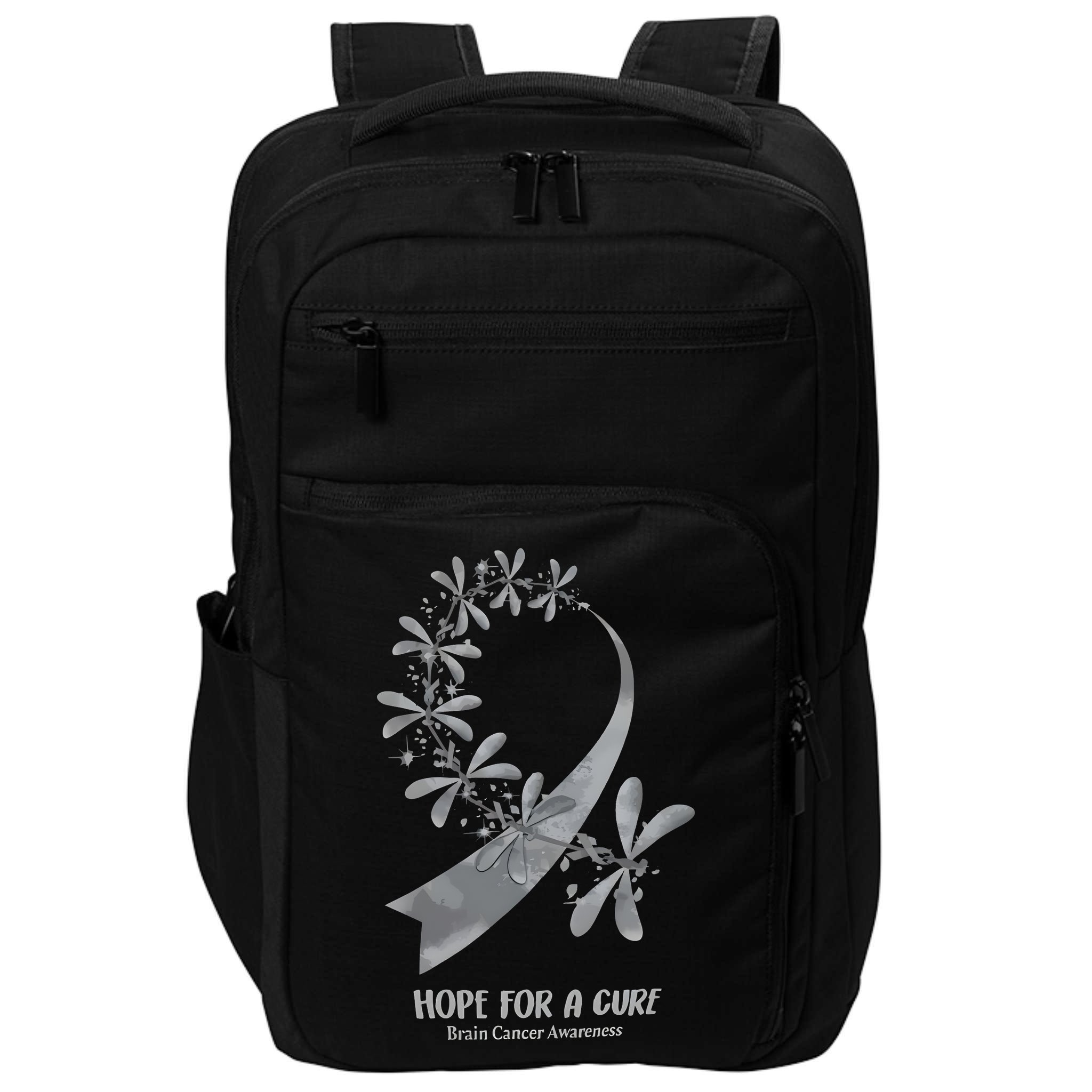 Hope For A Cure Brain Cancer Awareness Cancer Support Gray Ribbon Impact Tech Backpack