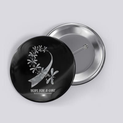 Hope For A Cure Brain Cancer Awareness Cancer Support Gray Ribbon Button