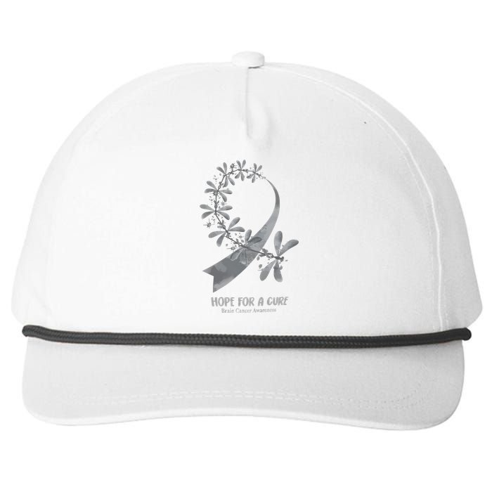 Hope For A Cure Brain Cancer Awareness Cancer Support Gray Ribbon Snapback Five-Panel Rope Hat