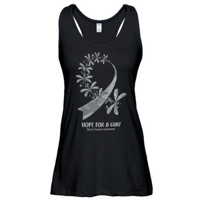 Hope For A Cure Brain Cancer Awareness Cancer Support Gray Ribbon Ladies Essential Flowy Tank