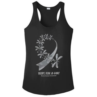 Hope For A Cure Brain Cancer Awareness Cancer Support Gray Ribbon Ladies PosiCharge Competitor Racerback Tank