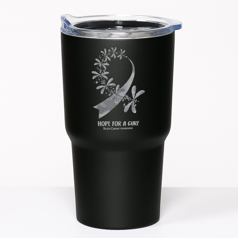 Hope For A Cure Brain Cancer Awareness Cancer Support Gray Ribbon Tumbler