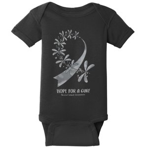 Hope For A Cure Brain Cancer Awareness Cancer Support Gray Ribbon Baby Bodysuit