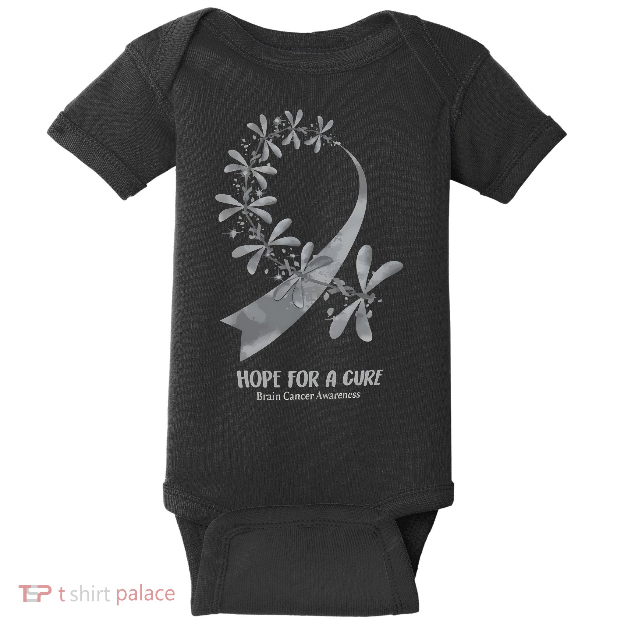 Hope For A Cure Brain Cancer Awareness Cancer Support Gray Ribbon Baby Bodysuit