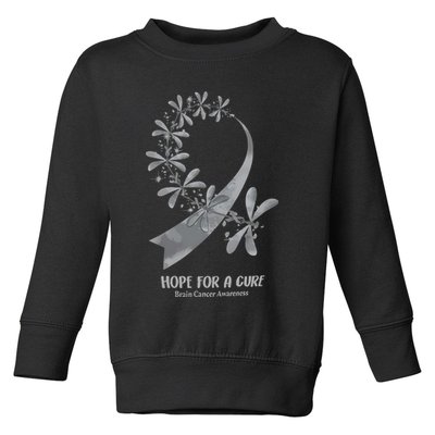 Hope For A Cure Brain Cancer Awareness Cancer Support Gray Ribbon Toddler Sweatshirt