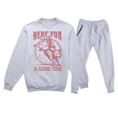 Here For A Good Time Cowboy Cowgirl Western Country Music Premium Crewneck Sweatsuit Set