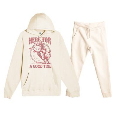 Here For A Good Time Cowboy Cowgirl Western Country Music Premium Hooded Sweatsuit Set