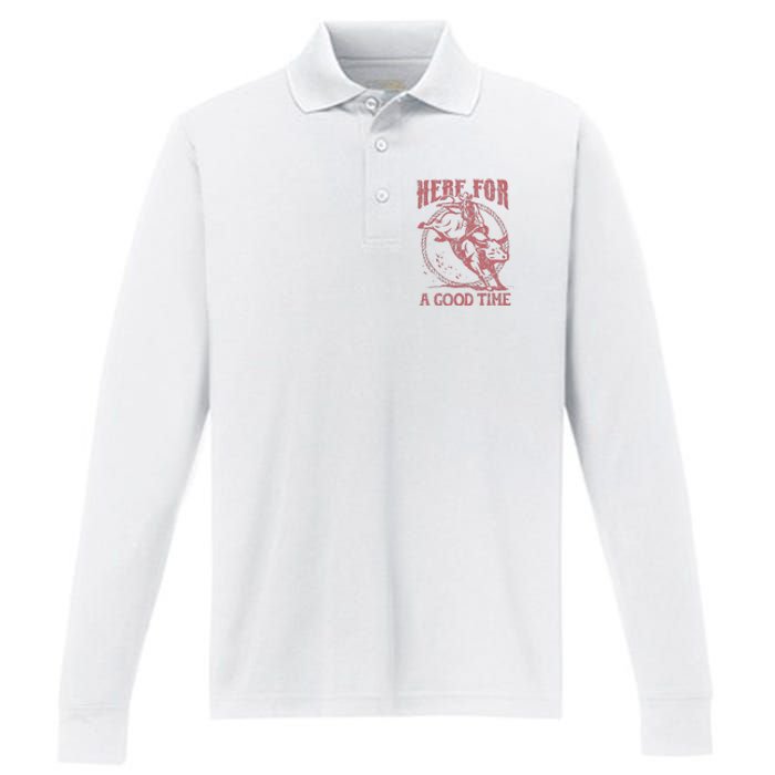 Here For A Good Time Cowboy Cowgirl Western Country Music Performance Long Sleeve Polo