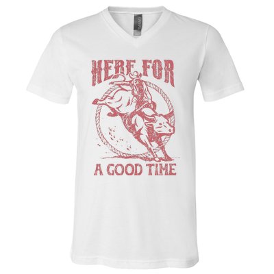 Here For A Good Time Cowboy Cowgirl Western Country Music V-Neck T-Shirt