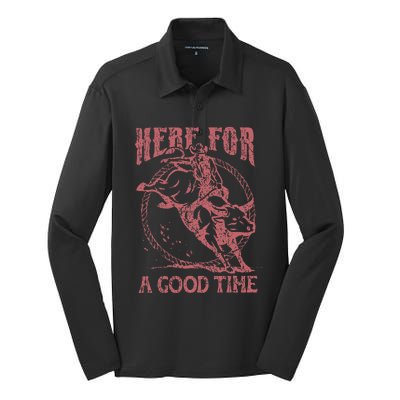 Here For A Good Time Cowboy Cowgirl Western Country Music Silk Touch Performance Long Sleeve Polo