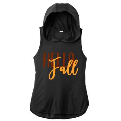 Hello Fall Autumn Lover Ladies PosiCharge Tri-Blend Wicking Draft Hoodie Tank