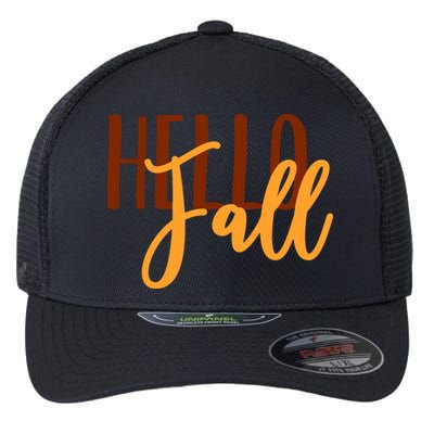 Hello Fall Autumn Lover Flexfit Unipanel Trucker Cap