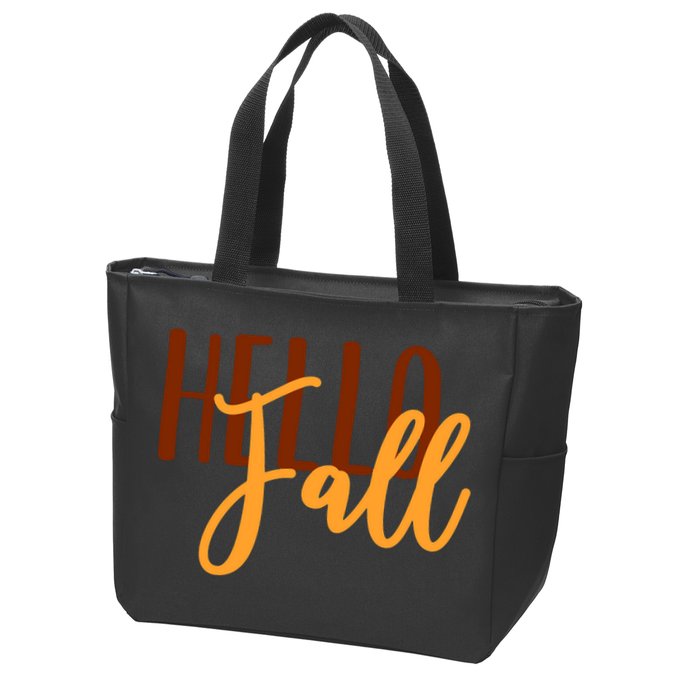 Hello Fall Autumn Lover Zip Tote Bag