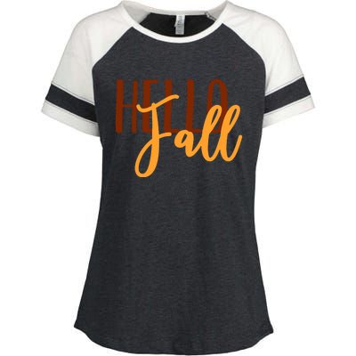 Hello Fall Autumn Lover Enza Ladies Jersey Colorblock Tee