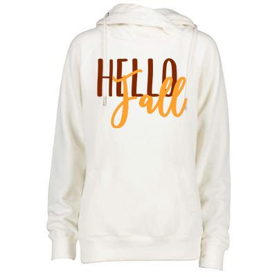 Hello Fall Autumn Lover Womens Funnel Neck Pullover Hood