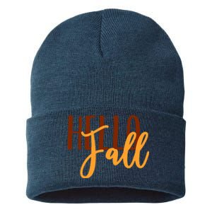 Hello Fall Autumn Lover Sustainable Knit Beanie