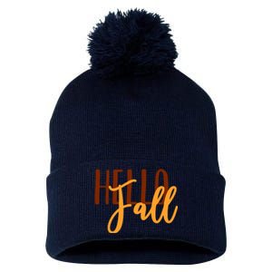 Hello Fall Autumn Lover Pom Pom 12in Knit Beanie