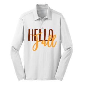 Hello Fall Autumn Lover Silk Touch Performance Long Sleeve Polo