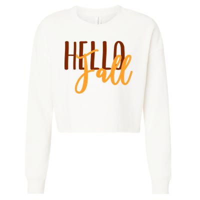 Hello Fall Autumn Lover Cropped Pullover Crew