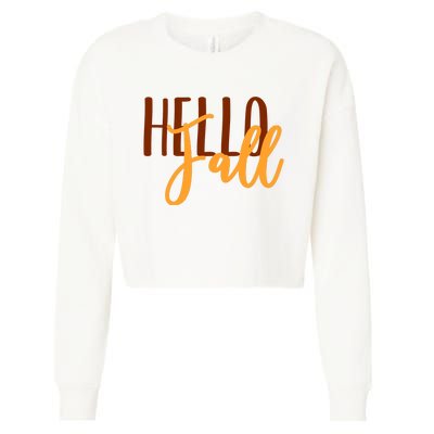 Hello Fall Autumn Lover Cropped Pullover Crew