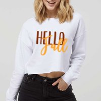 Hello Fall Autumn Lover Cropped Pullover Crew