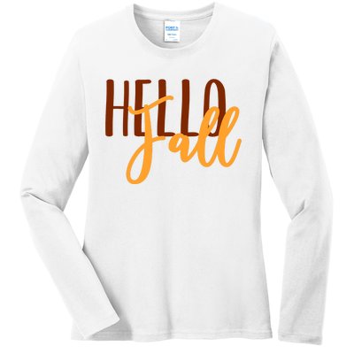 Hello Fall Autumn Lover Ladies Long Sleeve Shirt