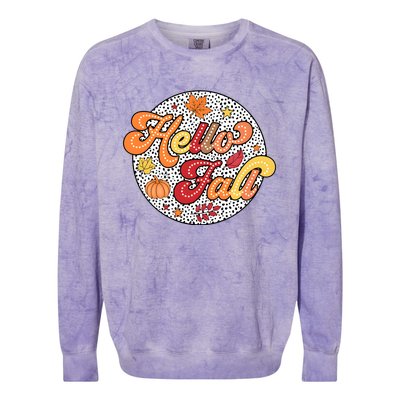 Hello Fall Autumn Season Lover Colorblast Crewneck Sweatshirt