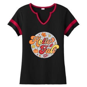 Hello Fall Autumn Season Lover Ladies Halftime Notch Neck Tee