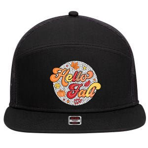 Hello Fall Autumn Season Lover 7 Panel Mesh Trucker Snapback Hat