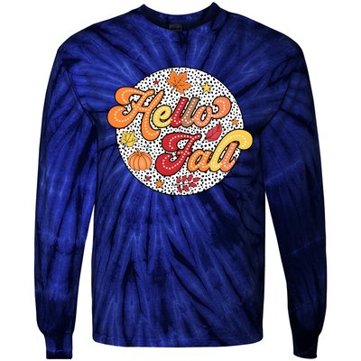 Hello Fall Autumn Season Lover Tie-Dye Long Sleeve Shirt