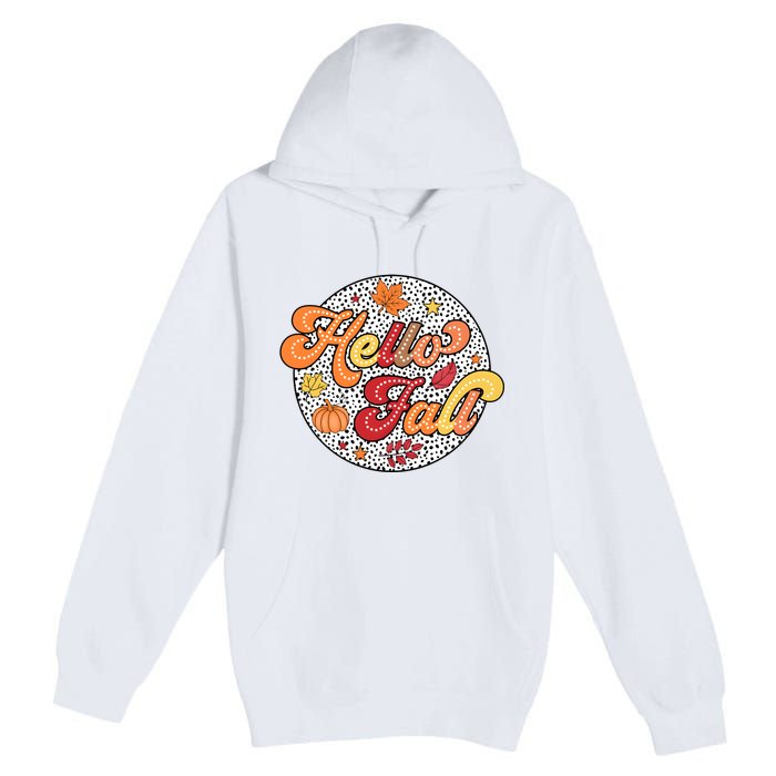 Hello Fall Autumn Season Lover Premium Pullover Hoodie