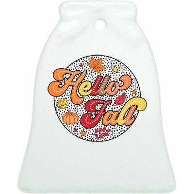 Hello Fall Autumn Season Lover Ceramic Bell Ornament